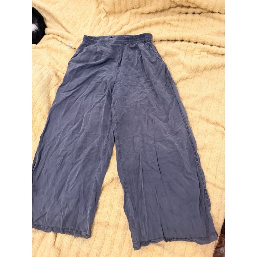Women’s Arie Wide Leg Silky Pants Trousers High Waist Blue Medium